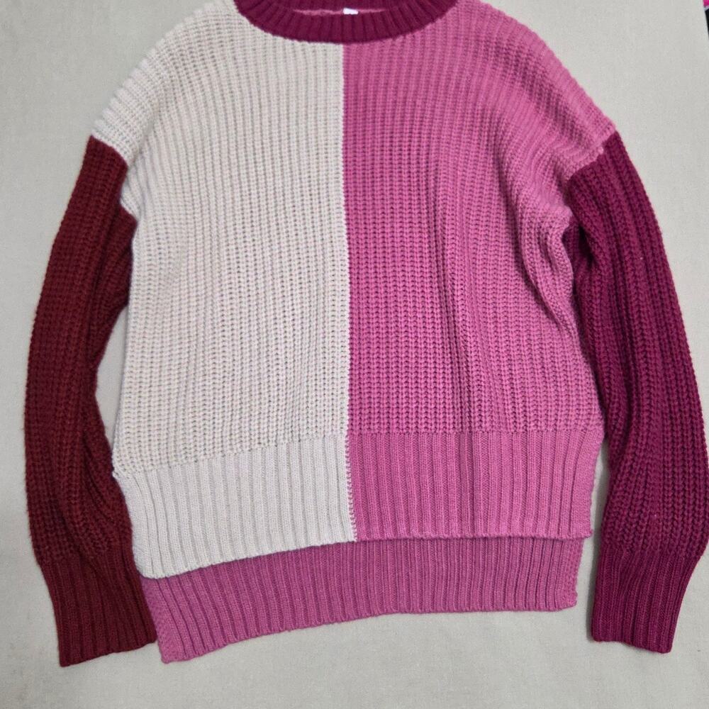 Time and Tru Woman's Pink and Beige Crewneck Sweater size L